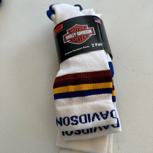 Harley-Davidson 2-prs Cotton Comfort different Socks	 Large 9-13  #21, S1 - Picture 1 of 10